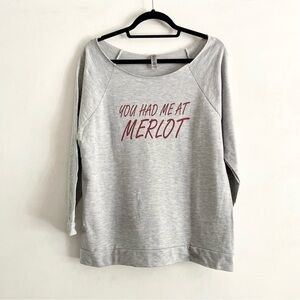 Next Level Apparel Long Sleeve Shirt Merlot Wine Scoop Neck Casual Tee Gray Red